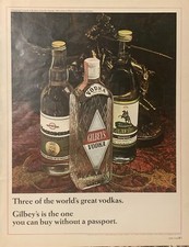 1965 Gilbeys Vodka VTG 1960s PRINT AD Charging Cossack Bronze Sculpture Lanceray
