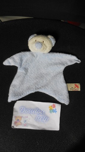 Doudou plat ours blanc - , bleu