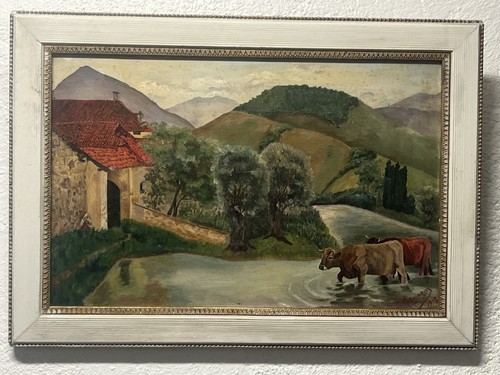 Tableau ancien huile sur toile - huile,