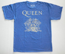 Queen Classic RockGold Crest On French Blue T-Shirt Oversized