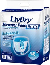 LivDry Incontinence Booster Pads LONG Men & Women 32 Count (461)