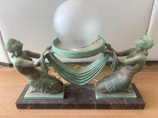 Fayral Kneeling Women Bronze Art Deco Lamp from Max Le Verrier 1925