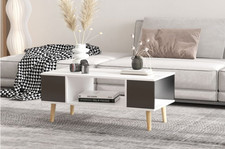 Table Basse Modern Scandinave bois blanc et gris