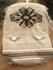 Autentique Poncho Mexicain Fait a la Main Alpaga Aigle Pygargue 