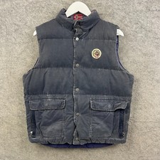 Napapijri Gilet Mens Medium Blue Down Bodywarmer Reversible Insulated Vest Snap