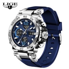 Luxe Montre Homme Quartz éclairer Date Sport 5ATM étanche Silicone bracelet