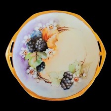 MZ Austria Art Nouveau Hand Painted Plate Gilt and Blackberries Country