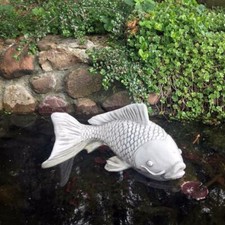 Figurine en pierre poisson Soragoi Koi H.17 cm 36 x 37 cm gris 10 kg béton ré...