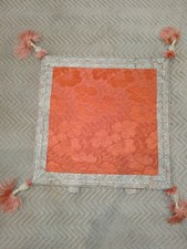 ANCIENNE BOURSE/damasse orange/RELIGIEUX/EGLISE/NO CHASUBLE/NO AUBE/22,5x22,5 cm