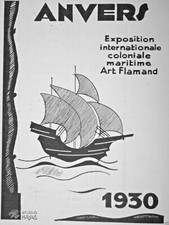 PUBLICITÉ 1930 ANVERS EXPOSITION COLONIALE INTERNATIONALE MARITIME ART FLAMENT