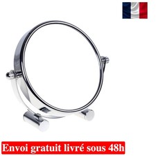 Miroir de Maquillage Rétro Chrome, Grossissement 10x et 360° pour Voyage
