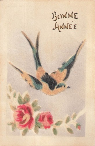 Feutrine bonne annee oiseau - feutrine,