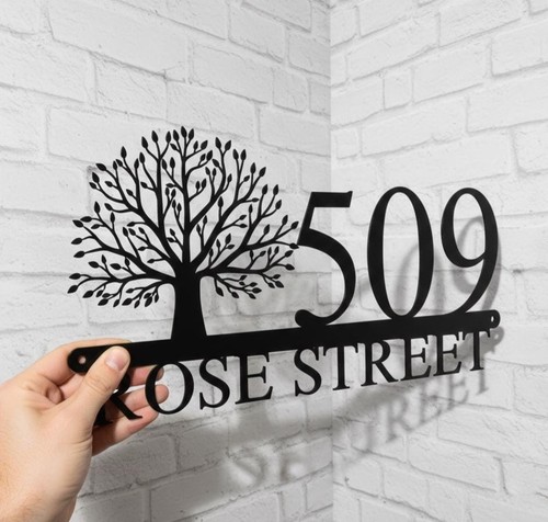 Custom metal address - metal, sign