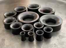 PAIR Concave Black Areng Wood Organic Double Flare Tunnels Body Jewelry Plugs