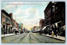 Fond Du Lac Wisconsin Postcard Main Street South From 4th Avenue c1910s Antique