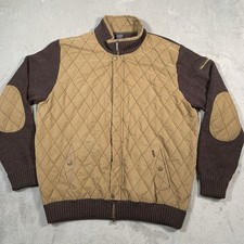 Paul & Shark Jacket Mens XL Brown Wool Quilted Yachting Sailing Made Italy Knit