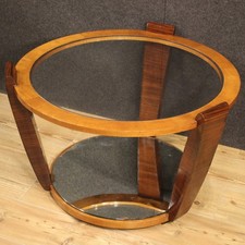 Table basse ronde meuble de salon de design bois moderne années 60 vintage