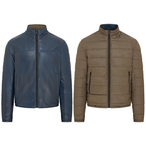 Veste cuir bleu réversible - veste,