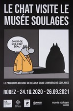 Philippe GELUCK : Le chat visite le Musée Soulages - Affiche originale