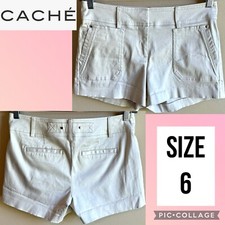 Cache Womens Shorts Golf Beige Flat Front Mid Rise 3.5” Inseam Stretch Size 6