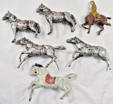6 ANTIQUE HORSE HORSE HORSE HOLLOW LEAD FIGURES ALU LR LOUIS ROUSSY IN L CONDITION
