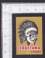 Belgium vintage cinderella advertisement label Cogetama Cigars (Native Indian)