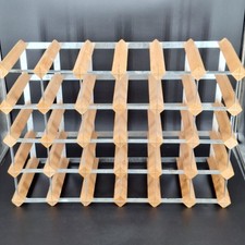 Wine Rack Natural Wood Finish Holds Up To 30 Bottles 24.5" x 16.5" x 9 Inches