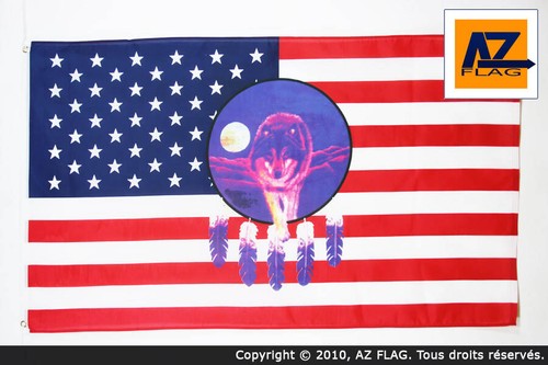 Drapeau usa avec loup 150x90cm - usa,