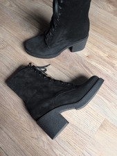 La Canadienne Parkera Heeled Suede Combat Boots Women 10 $575