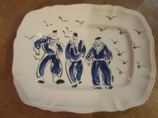 plat de service Sanséau, bleu