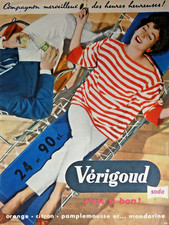 1957 PRESS ADVERTISEMENT SODA VERIGOUD ORANGE LEMON GRAPEFRUIT MANDARIN