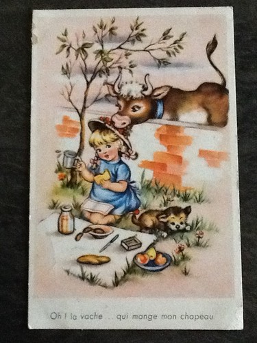 Illustree vache mange - cp,