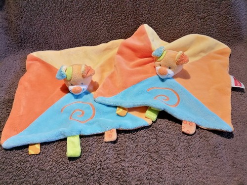 Doudou plat chien orange - , bleu