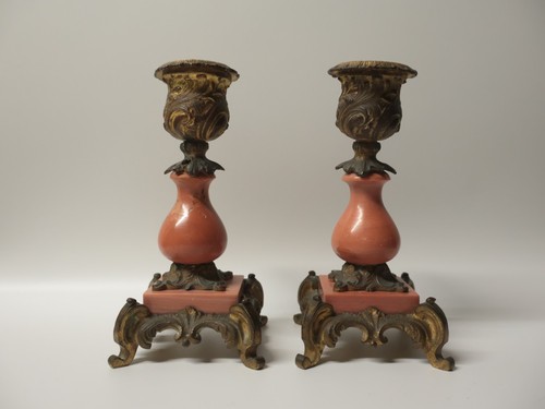 Anciens bougeoirs bronze - bougeoirs, or