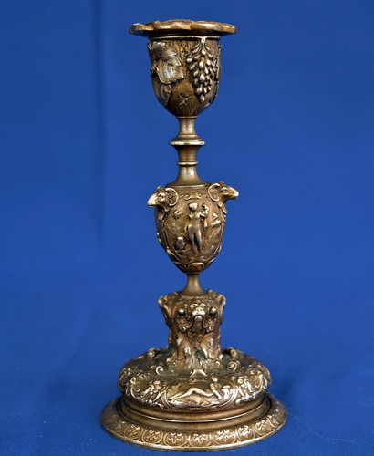 Bougeoir bronze mascarons - bronze,