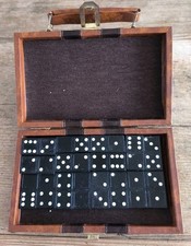 Antique wooden domino game with suitcase