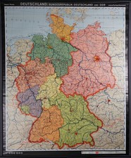 History Mural Wall Map Chart Poster Germany FRG GDR Borders Federal States