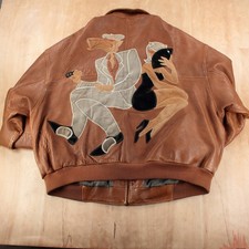 vtg 90s PELLE PELLE Marc Buchanan Joe Camel leather bomber flight jacket sz 56