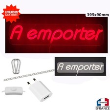 Panneau enseigne lumineuse Néon led  transparente A emporter pour pizza plat R