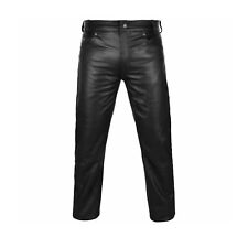 Noir Couleur Fait à la Main Homme Cuir Motard Pantalon, Designer Pantalon