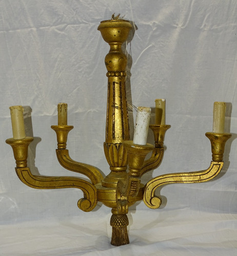 Joli ancien lustre bois - lustre,