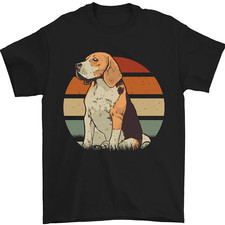 Dogs Beagle With a Retro Sunset Background Mens T-Shirt 100% Cotton