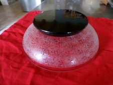 Glass cup chiseled decor black foot dlg Czechoslovakia