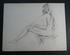 ECOLE FRANCAISE - ETUDE DE NU FEMININ - DESSIN ORIGINAL MINE DE PLOMB - CURIOSA