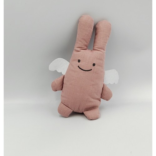 Doudou lapin ange rose
