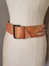 ABACO PARIS : MAGNIFIQUE CEINTURE CUIR ORANGÉ ORIGINALE