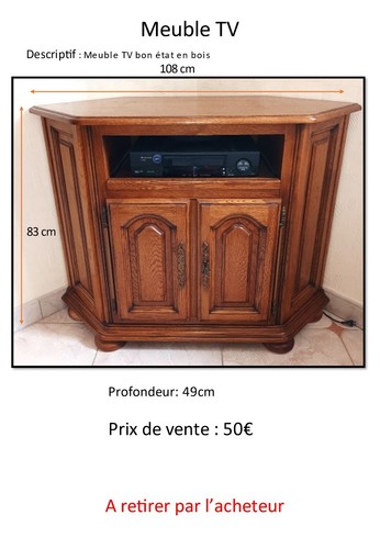 Meuble angle merisier - d'angle, tv