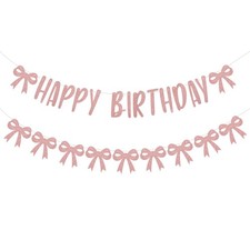 Banner Garland with Pink Knot Birthday Banner Cute Banner...