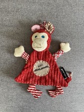 LES DEGLINGOS Doudou Plat Singe BOGOS Velours Rouge