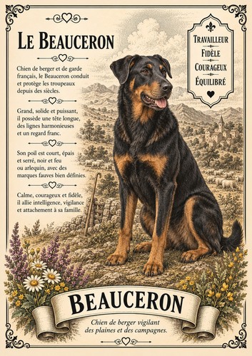 Affiche beauceron chien - a4,